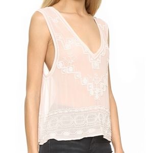 Free People “Run with It” Beaded Embroidered Blouse